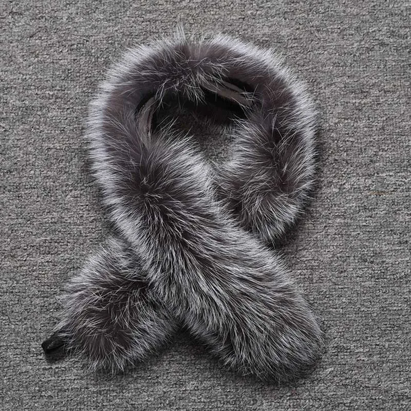 Новое поступление, женский зимний теплый шарф из натурального меха серебристой лисы, шаль высшего качества S7396 - Цвет: Silver Fox