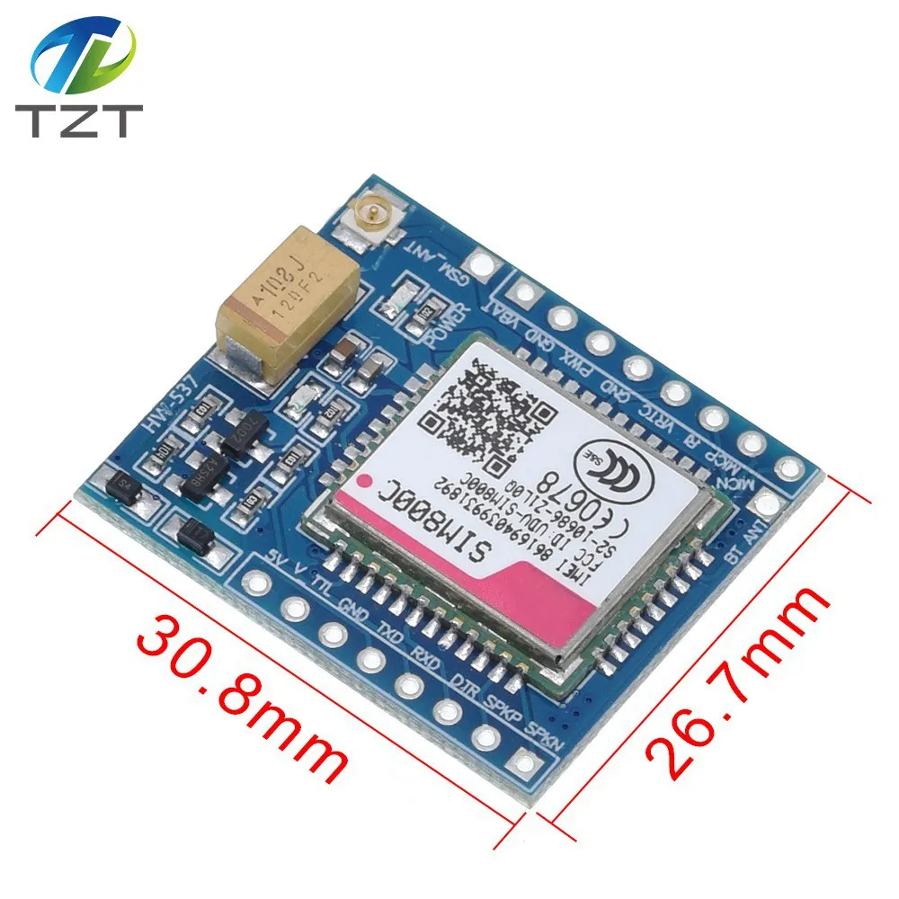 TZT SIM800C GSM GPRS модуль 5 В/3,3 в ttl макетная плата IPEX с Bluetooth и TTS для Arduino STM32 C51 для Arduino