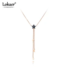Lokaer офисный стиль горный хрусталь подвеска Звезда Луна ожерелье s для девочки титана женское из нержавеющей стали цепь колье ожерелье N19148