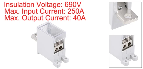 1 In 8 Out DIN Rail Terminal Blocks 250A Max Input Distribution Block
