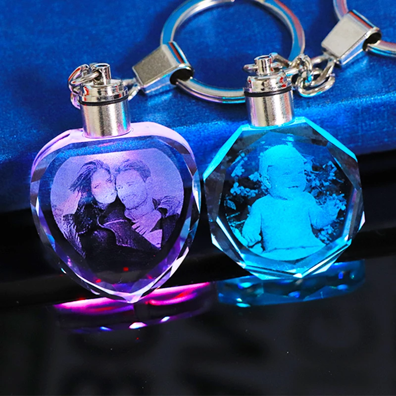 Personalized Picture Key Chain with LED Light Best Custom Gift Customized Crystal Keychain