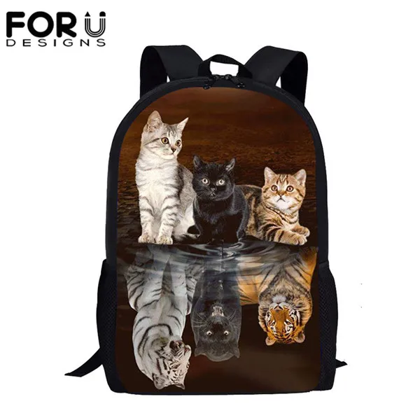 FORUDESIGNS/Забавный 3D Кот отражение Тигр Печать Детские школьные сумки рюкзак для девочек мальчиков Большой Студенческий рюкзак школьные сумки - Цвет: HME1239C