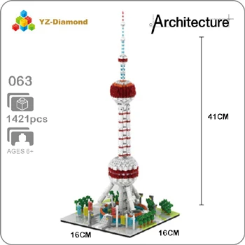 YZ архитектура Тадж-Махал замок пизанский Лувр Башня Халифа башня мост алмазное здание маленькие блоки игрушка без коробки - Цвет: Oriental Pearl Tower