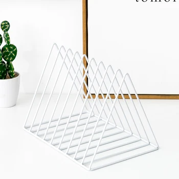 

Behogar 9 Slot Magazine Rack Desktop Iron Book Record Holder Storage Organizer Bookshelf for Home School Office Decor White