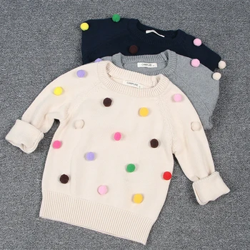 

Funfeliz Ribbed Sweater Kids Winter Top Girls Sweaters Toddler Girl Sweater Knitted Cardigan Clothes Grey Blue White 12M-6 age