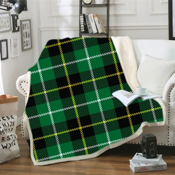 

Plaid pattern 2019 Scotland Style Plush Throw Blanket Print Sherpa Fleece Bedspread Throw Blanket Adults Kids Bedding B1004