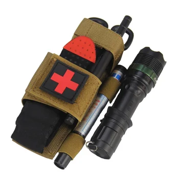 

Flashlight Scissors Hanging Bag Outdoor Hiking Portable First Aid Quick Slow Release Buckle Medical Military Tactical One Hand E