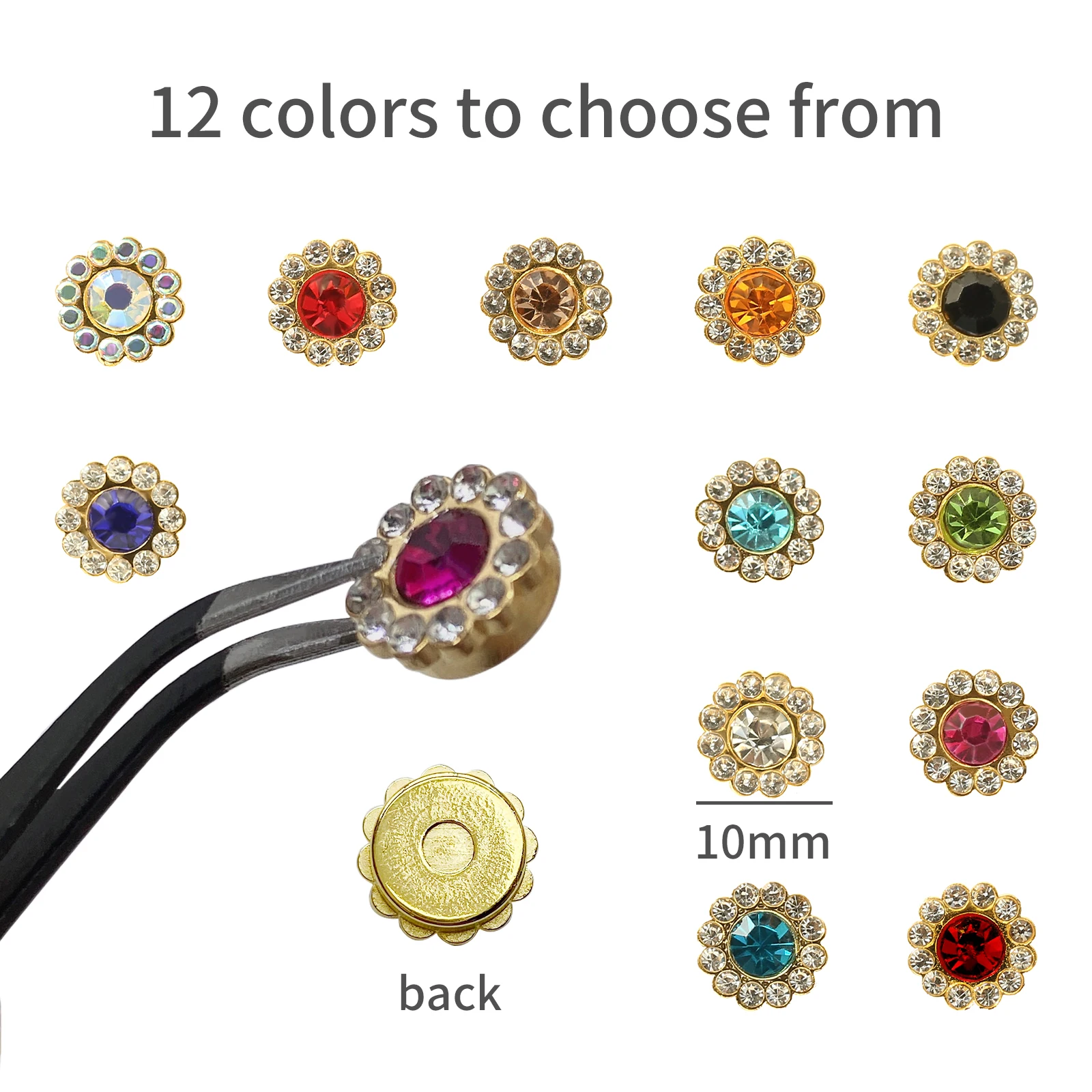 Multicolor Crystal Flower Rhinestone Buttons for DIY Garment