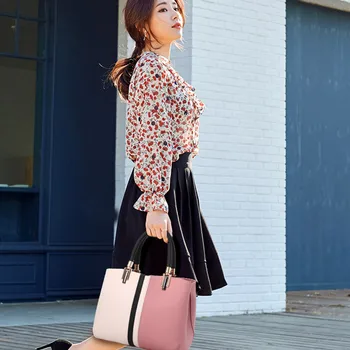 

2020 New Style Bucket Bag Large Capacity Tote Bag Fashion One-Shoulder Colorblock Messenger Bag Women Portable Shoulder Bag