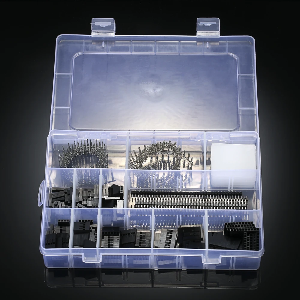 

775PCS 2.54mm PCB Jumper Wire Pin Header Connector 10Row 40Pin Box Packaging Kit and Female Male Crimp Pins