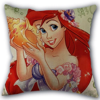 

New Custom Princess Anime Pillowcase Cotton Linen Fabric Square Zipper Pillowcase 45X45cm Wedding Decorative Pillow cover