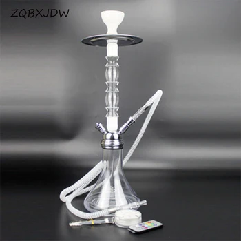 

2020Transparent Acrylic Cachimba Hookah Hookah Sisha Narguile with LED Light Tuyau Chicha Bowl Hose Metal Pliers Accesso