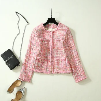 

High-End Women Autumn Tweed Celebrity Coat Casacas Para Mujer Invierno 2020 Gothic Buffalo Plaid Bomber Jacket Abrigo MujerD8012