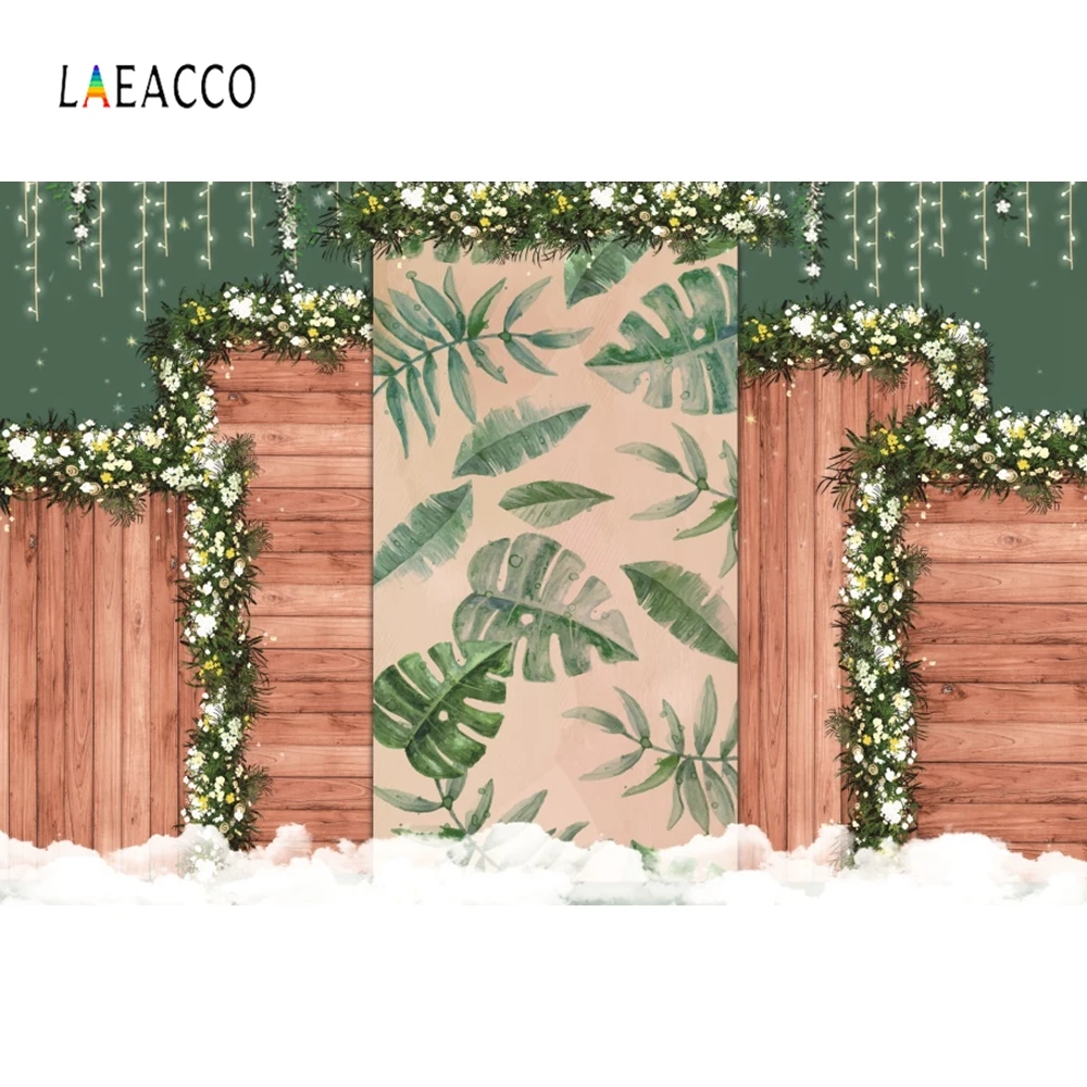 Laeacco Winter Photophone Tropical Leaves Green Grass Flowers Snow Light Photography Backgrounds Photo Backgrops Baby Photozone |
