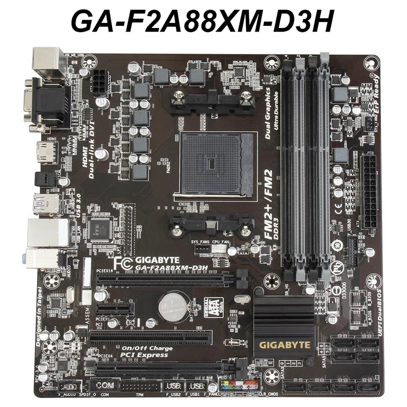 Материнская плата для GIGABYTE GA-F2A88XM-D3H Socket FM2 + AMD A88X оригинальная б/у материнская