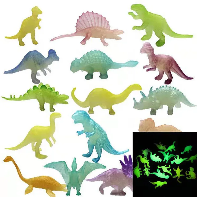 12Pcs Luminous Dinosaur Jurassic Park Party Bag Glow In The Dark Toys For Kids Mini Animals Model Set Niños Juguetes 1