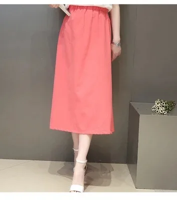 

Southeast Asia Hot Selling Summer-Style Two-Piece Set Cotton Linen Short Sleeve Solid Color Tops Skirt Suit Fashion
