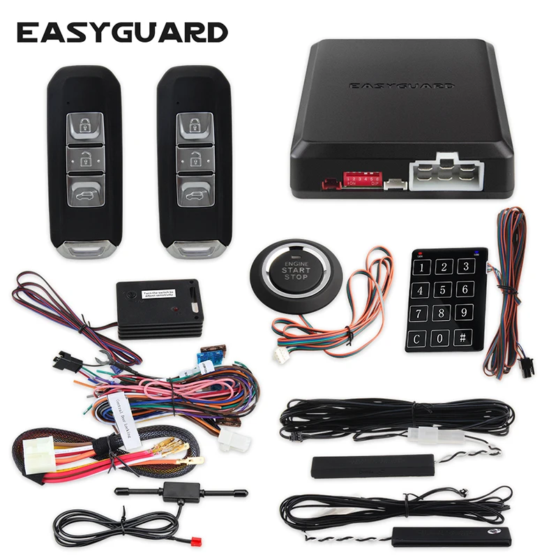 EASYGUARD keyless start stop pke remote start remote central locking system password entry hopping code universal version 433.92