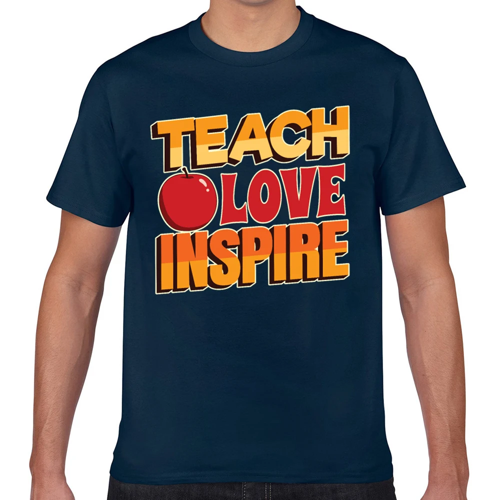 Мужская футболка с круглым вырезом и надписью teach love inspire idea винтажная короткая
