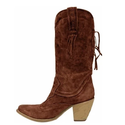 Г. Новые женские Стильные теплые меховые ботинки на среднем каблуке в этническом стиле замшевые ботинки на низком каблуке зимний вышитый ботинок с длинной бахромой - Цвет: Color 3