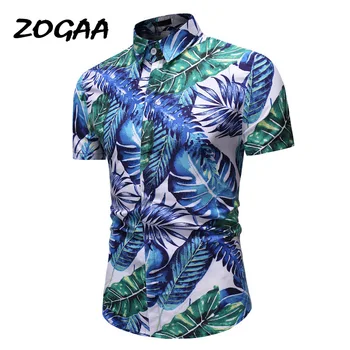 

ZOGAA 2020 summer new men's casual beach vacation style slim fashion printed large size short sleeve shirt
