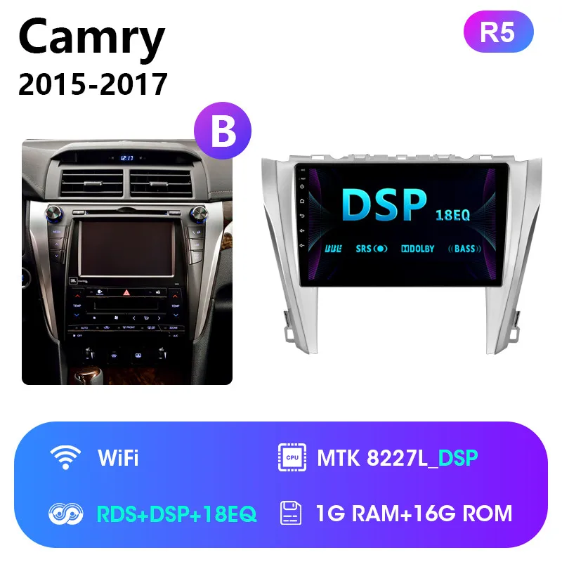 Для Toyota Camry 8 50 55 2012- Android 8,1 2 Din автомагнитола 2G+ 32G coche плееры навигация gps головное устройство RDS тюнер 2din - Цвет: R5