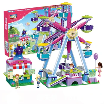 

Lepining City 701pcs Girl Friends Amusement Park Ferris Wheel Gudi Building Blocks Bricks Toys For Children Christmas Gifts