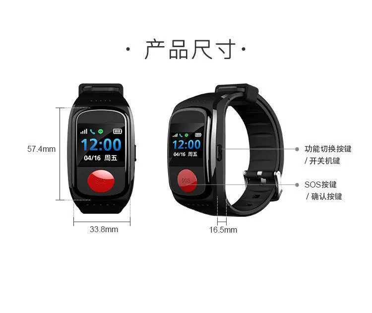 

Old Man Smart Bracelet Card Instert Call Watches LBS + Beidou + GPS + AGPS + WiFi Positioning SOS Alarm