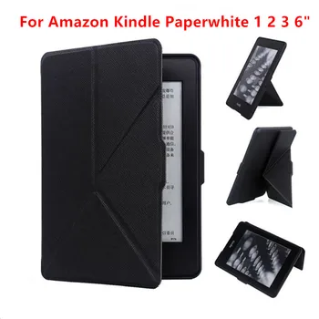 

Slim Smart PU Leather Stand Cover Case for Amazon Kindle Paperwhite 1 2 3 2013 2015 6.0 inch Multi-folding Skin Shell+Stylus pen