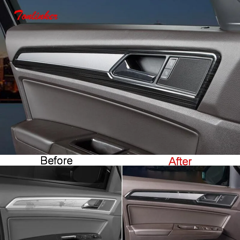 

Tonlinker Interior Door Edge Cover stickers For Volkswagen Teramont 2017-20 Car Styling 4 PCS ABS/Stainless steel Cover stickers