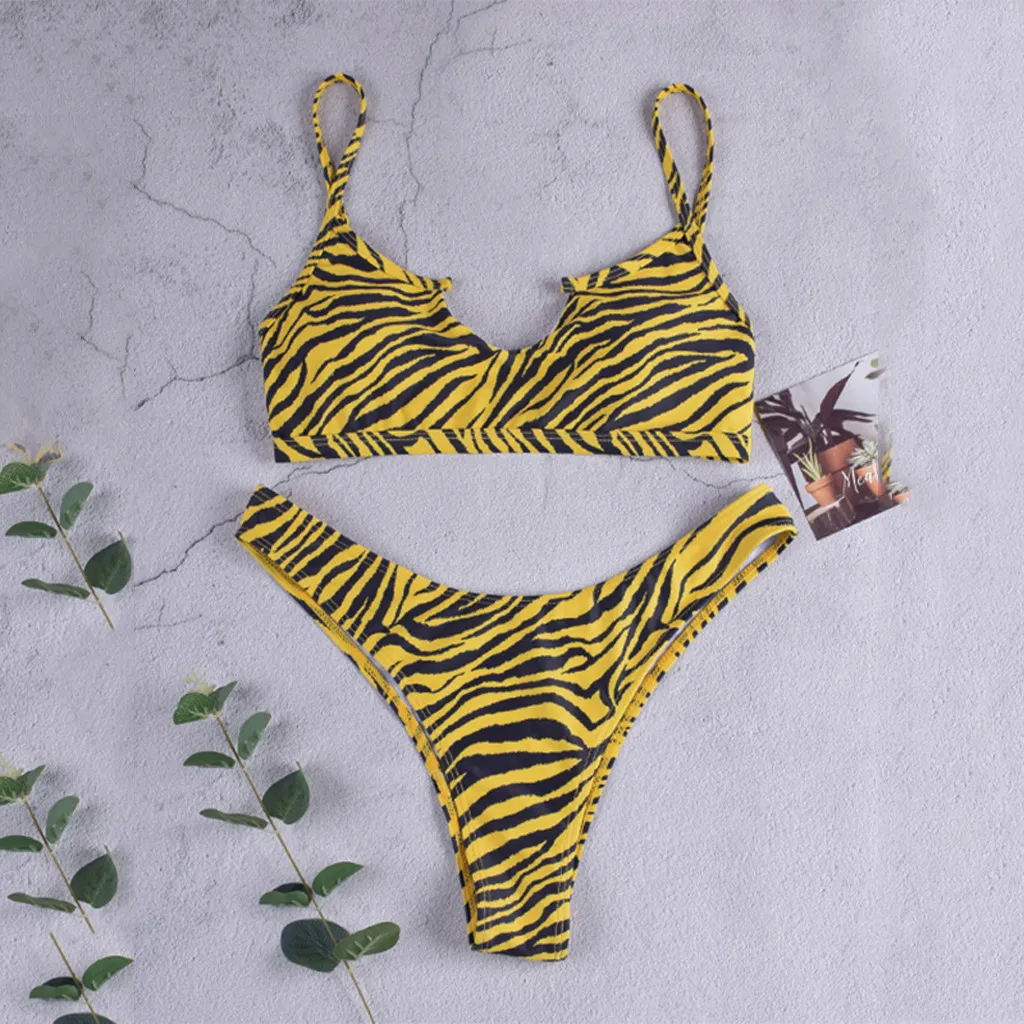 Women Sexy Bathing Suits Printed Ruffled With High Waisted Bottom Sexy Off Shoulder Bra Sets maillot de bain femme