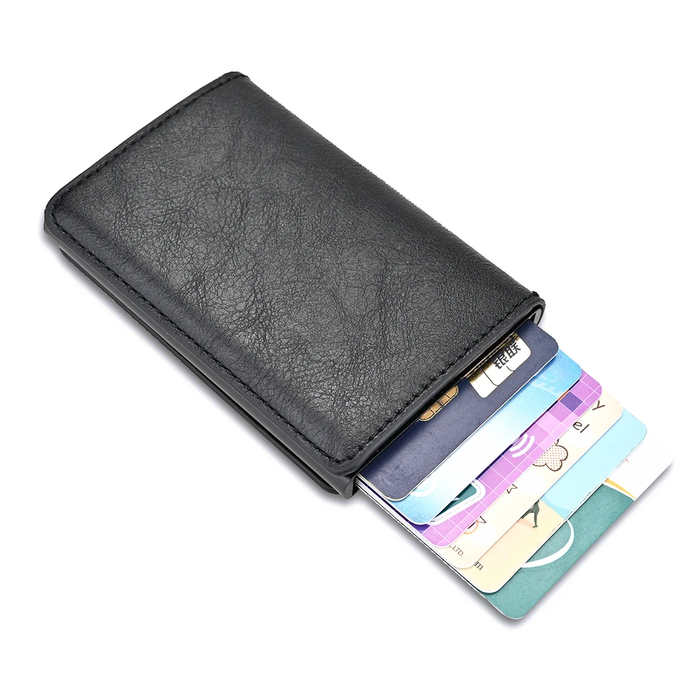 Black A Gemeer, мужской кредитный держатель для карт, кошелек, RFID, Противоугонный автоматический кошелек, чехол для карт, кожаный мужской кошелек, кредитная карта - Цвет: Black A