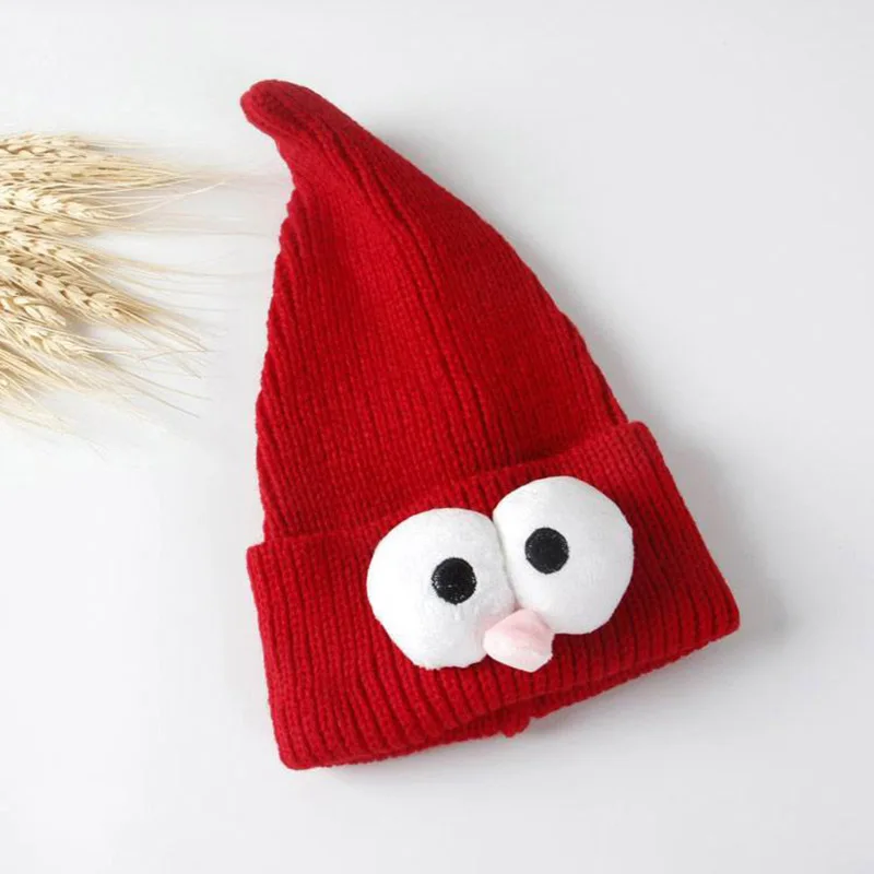 Забавная шапка с большим глазом, Детские Зимние теплые мягкие вязаные шапки, шапочки для мальчиков и девочек, красивая мультяшная птица, Детская шляпа с животными