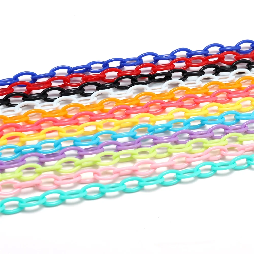 10pcs 50cm Colorful Acrylic Link Chain Lobster Clasp Keychains For Necklace Bracelet Making Colorful Chain Plastic Chain Links