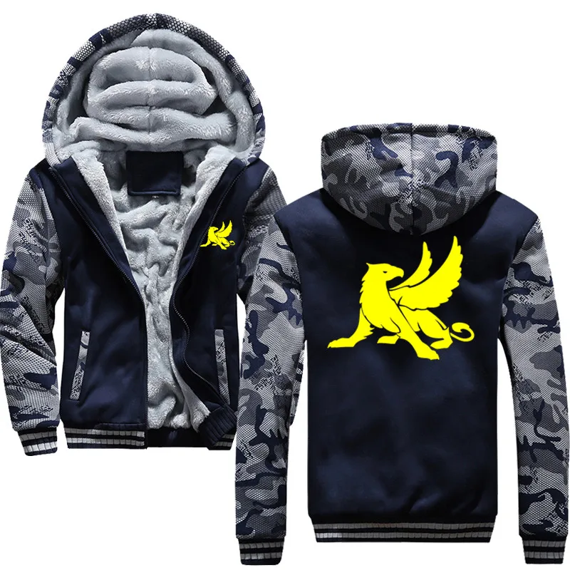 Navy blue Mythical Gryphon толстовки мужские, толстовки с капюшоном с принтом шляпы флисовые утепленные осенне-зимние мужские теплые пальто брендовая одежда - Цвет: Navy blue