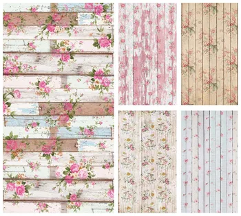 

Mehofond Printed Floral Wood Floor Backdrop Pink Flower Baby Shower Birthday Portrait Photography Background Photo Studio Props