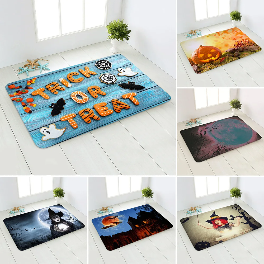 

Halloween Pumpkin Floor Mat 3d Pattern Flannel Non-slip Carpet Rug Kitchen Living Room Entrance Doormat Best Home Decorative Mat