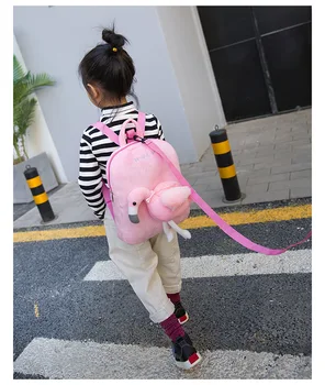 

2019 new antilost children's school bag kindergarten cartoon cute flamingo baby plush backpack girl backpack tide mini backpack
