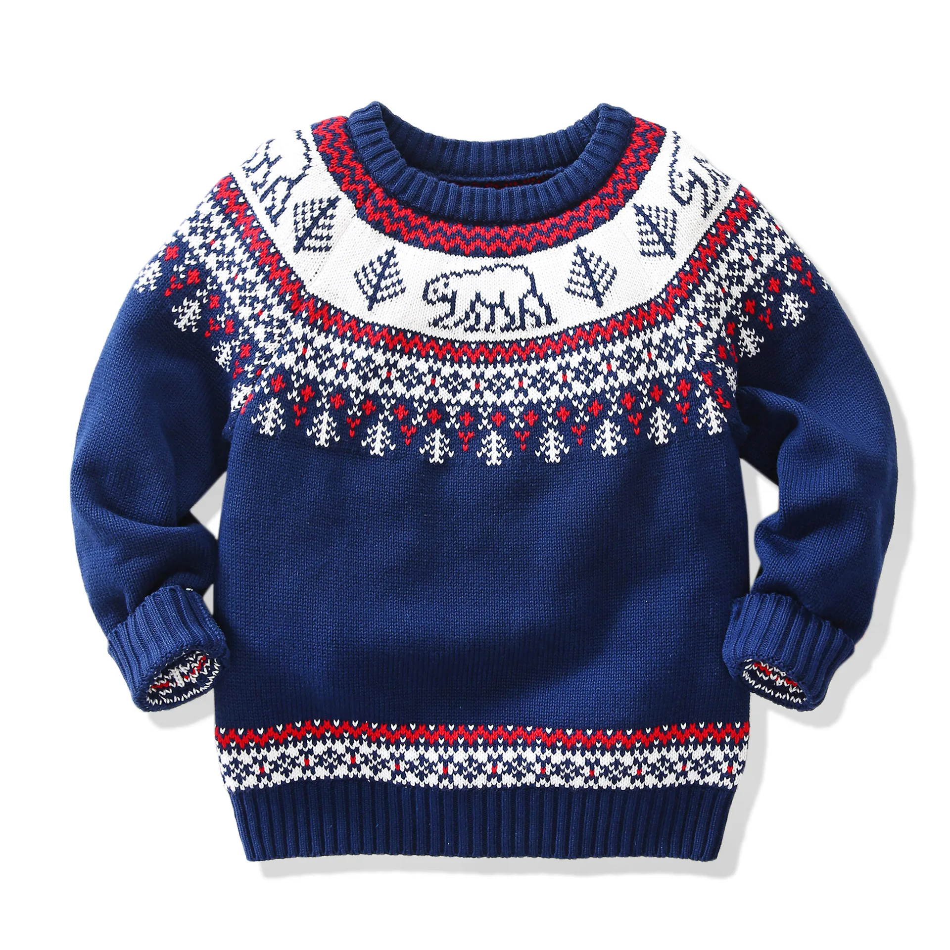 Г. Осенне-зимние свитера для маленьких мальчиков Детский свитер с полярным медведем Рождественский свитер для мальчиков, детское зимнее вязаное пальто От 2 до 8 лет - Цвет: Синий