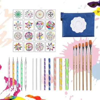 

37Pcs/Set Mandala Dotting Tools Set Pen Dotting Tools Mandala Stylus Paint Tray For Painting Rocks Coloring Drawing