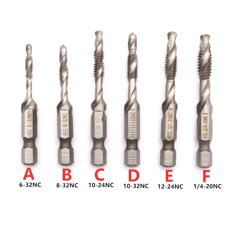 

Citop M3-M10 Screw Tap Drill Bits Taps Hex 6.35mm Shank Titanium Plated HSS 4341 Screw Silver Tone Thread Metric Tap Drill Bits