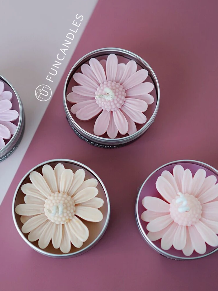 Daisy Scented Candle Material Daisy Silicone Mold Tinplate Aluminum Box for Candle Making Kit silicone mold,silicone candle mold,aromatherapy candle mold,silicone candle molds,candle mold