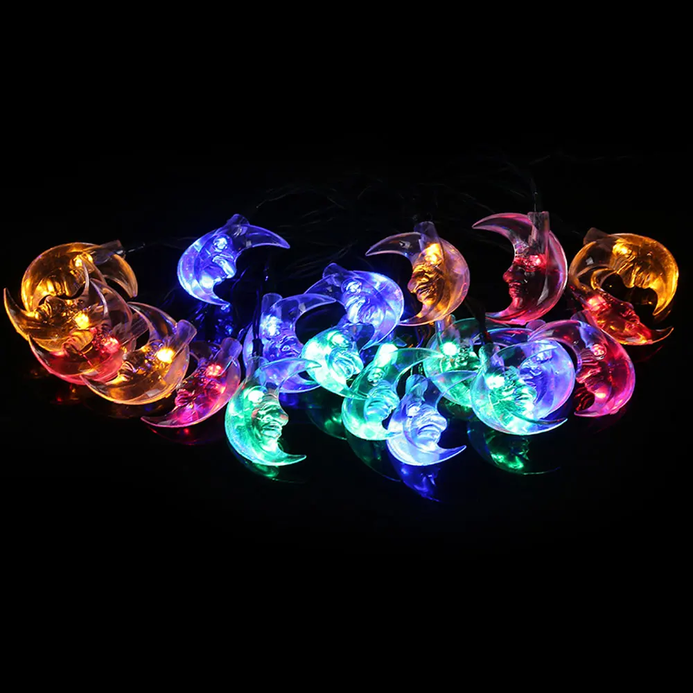 LED Moon Shape Light String Fairy Lights Solar Powered Christmas Decoration 4.8M