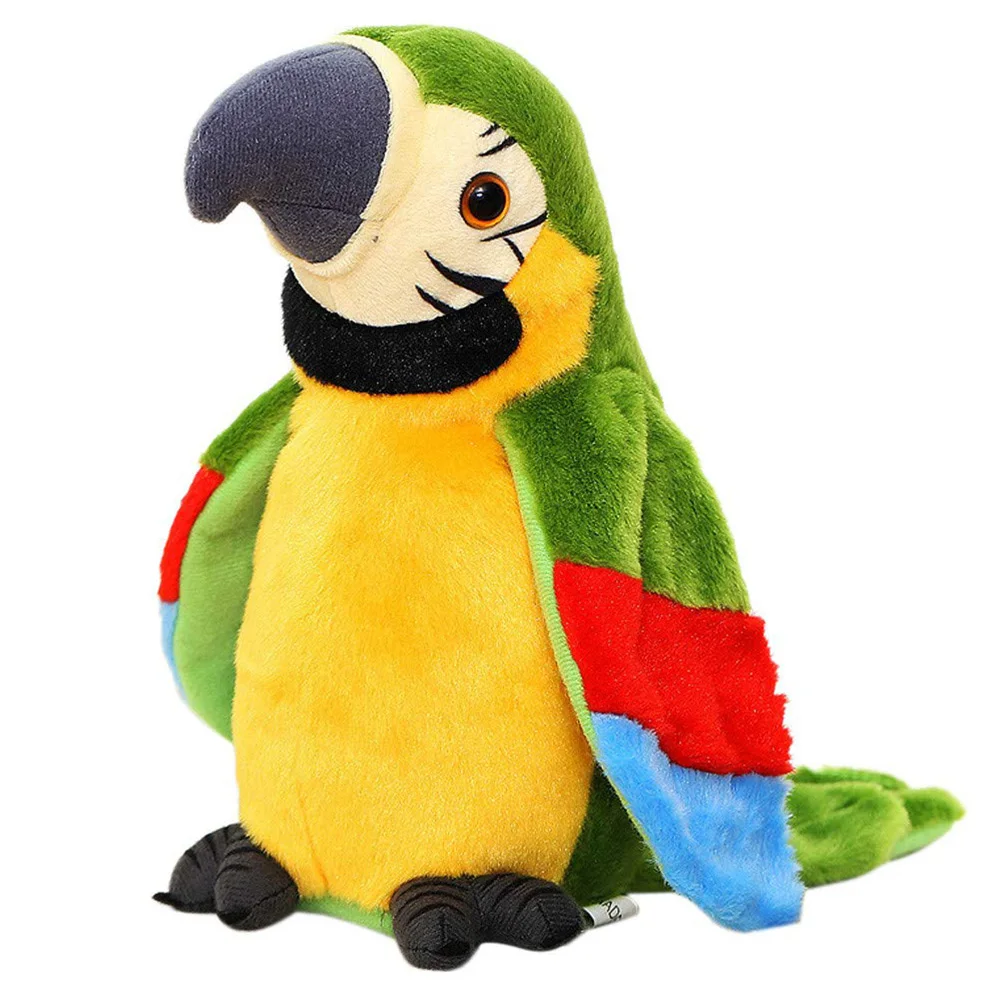 Милый говорящий попугай, игрушка электрический говорящий попугай, плюшевая игрушка, птица, повторяет то, что вы говорите, дети, детские подарки на день рождения - Цвет: Зеленый