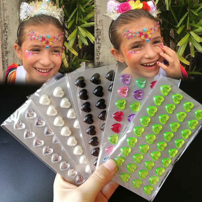 

1PCS 3D Self-Adhesive Love Heart Design Fashion Body Face Stickers Gems Rhinestone Jewels Accessories For Party Festival