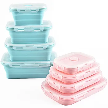 

Silicone Folding Collapsible Portable Lunch Box for Food Dinnerware Food Container Silicone Bowl for Children Adult BentoBox