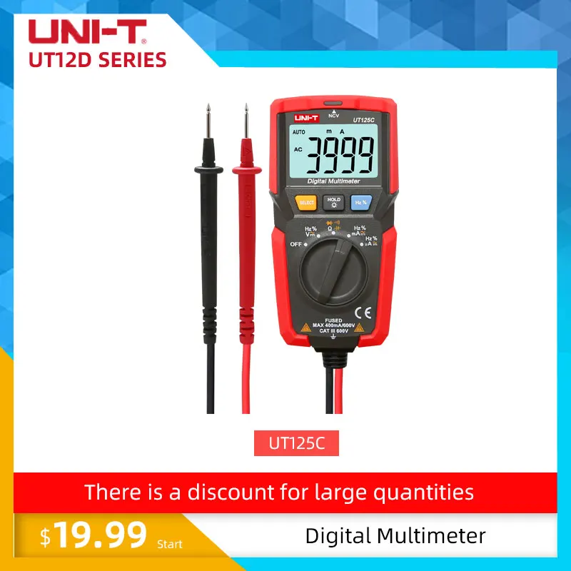 UNI-T UT125C карманный цифровой мультиметр резистор конденсатор Частота Диод NCV тест низкого напряжения дисплей мультиметр