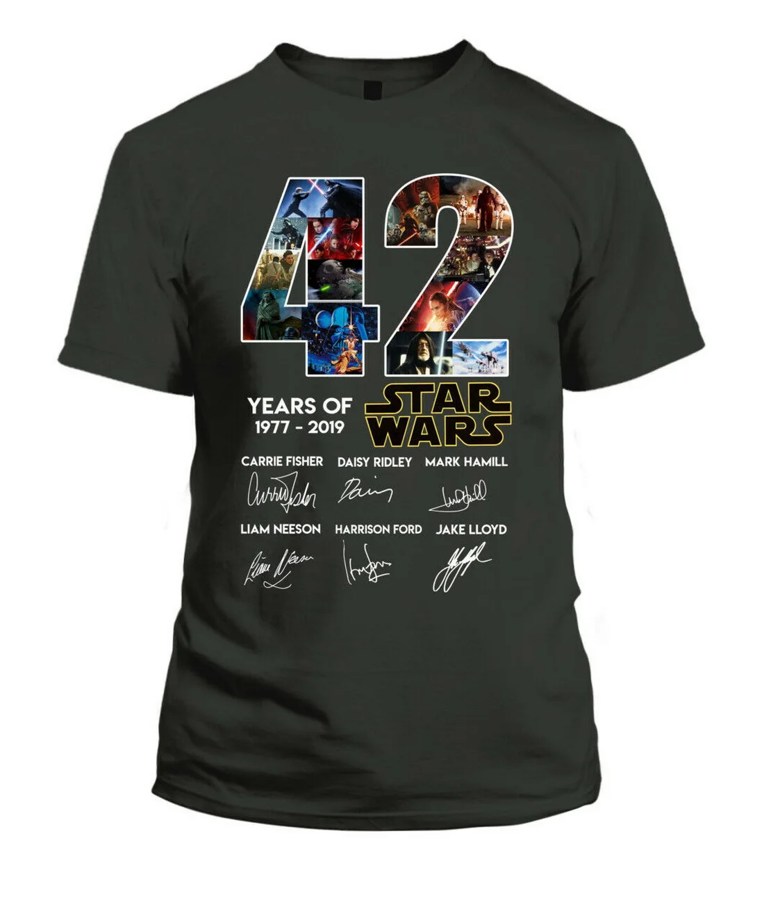 42 лет Звездных Войн 1977 Подпись Для Мужчин's футболки футболка Летний стиль повседневная одежда