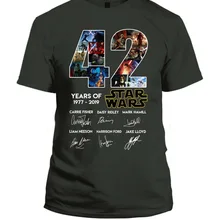 42 лет Звездных Войн 1977 Подпись Для Мужчин's футболки футболка Летний стиль повседневная одежда