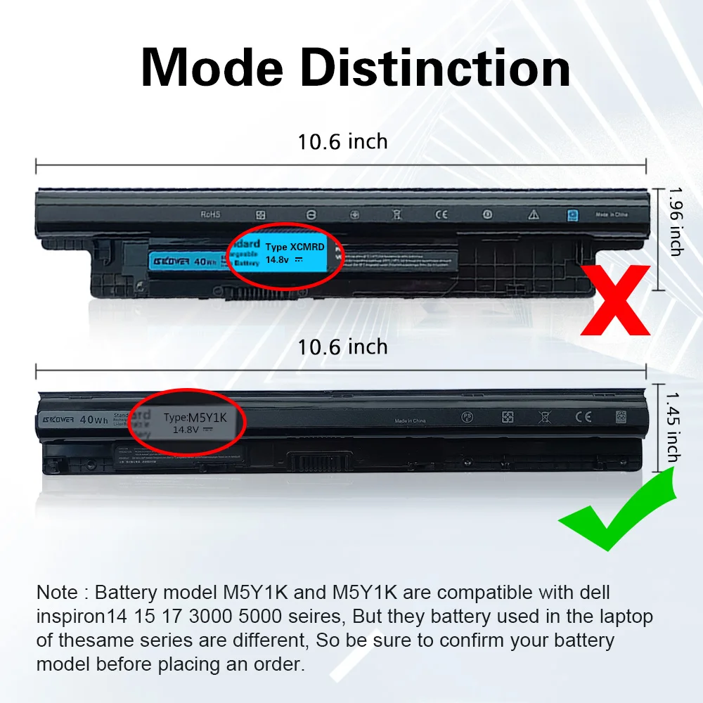 Аккумулятор SKOWER 40 Втч для Dell Inspiron 3451 3551 3567 5558 5758 14 15 3000 Vostro 3458 3558 Series M5Y1K K185W